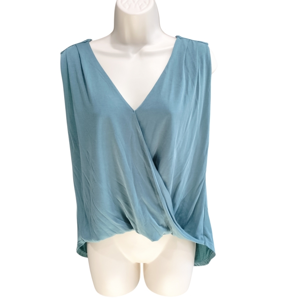 Veronica M. Elegant Blue Women's Wrap Top